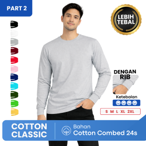 Kaos Cotton Classic - Lengan Panjang Rib